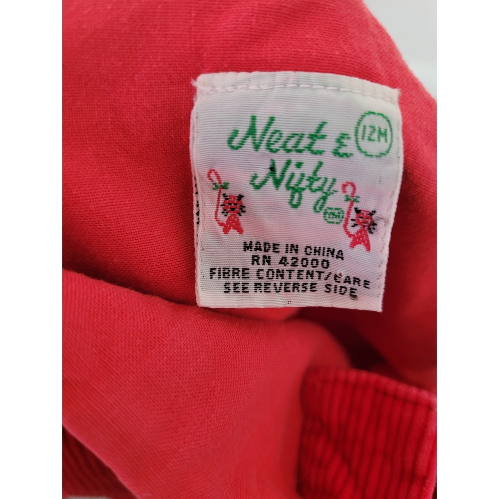 Neat & Nifty Vintage Red Corduroy Overalls 12 Months 100% Cotton Baby Button #6 - Picture 5 of 6